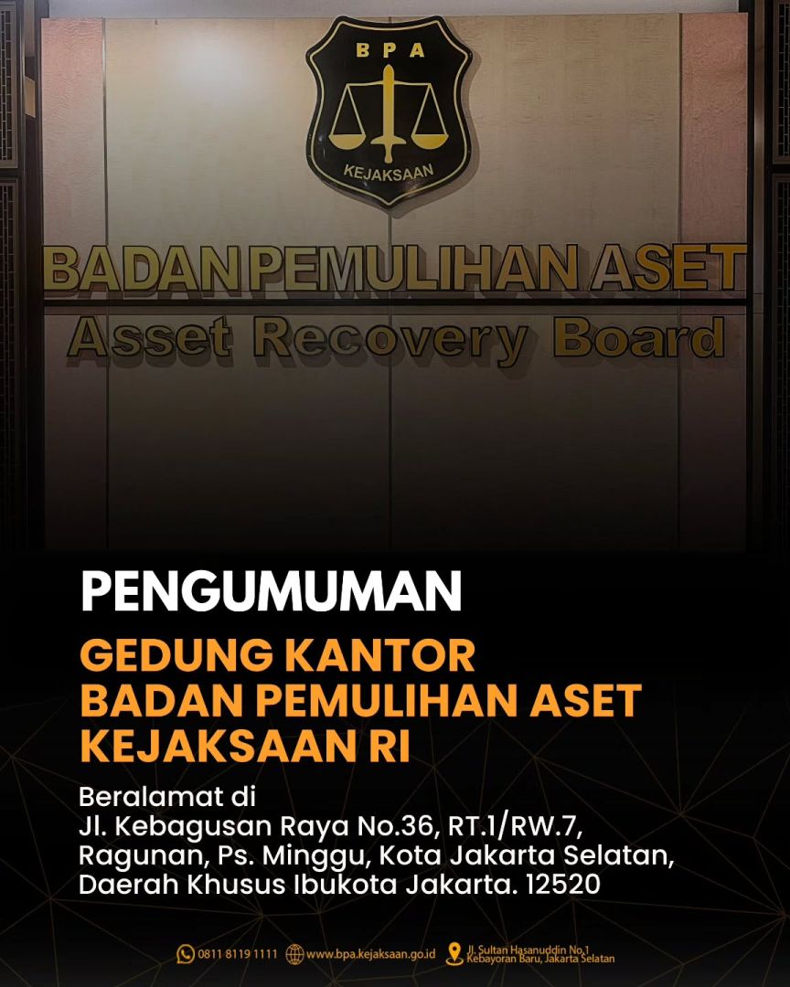Alamat Gedung Badan Pemulihan Aset Kejaksaan RI